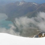 Summit view of Eklutna Lake. Photo by Frank Baker.