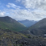 View looking down the valley after crossing the pass
