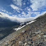 View looking back up towards the pass
