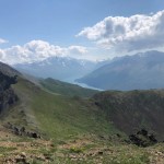A view of Eklutna Lake from the trail to the summit.