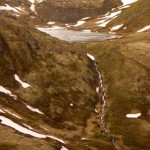 View of unnamed lake from overlook saddle