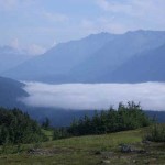 Fog over Kenai Lake.