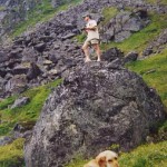 Hiker and dog. Photo by BLD Light Painting.