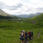 Hiking into Devil's Pass cabin.