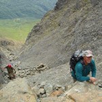 Ascending gully. Photo by Frank Baker.